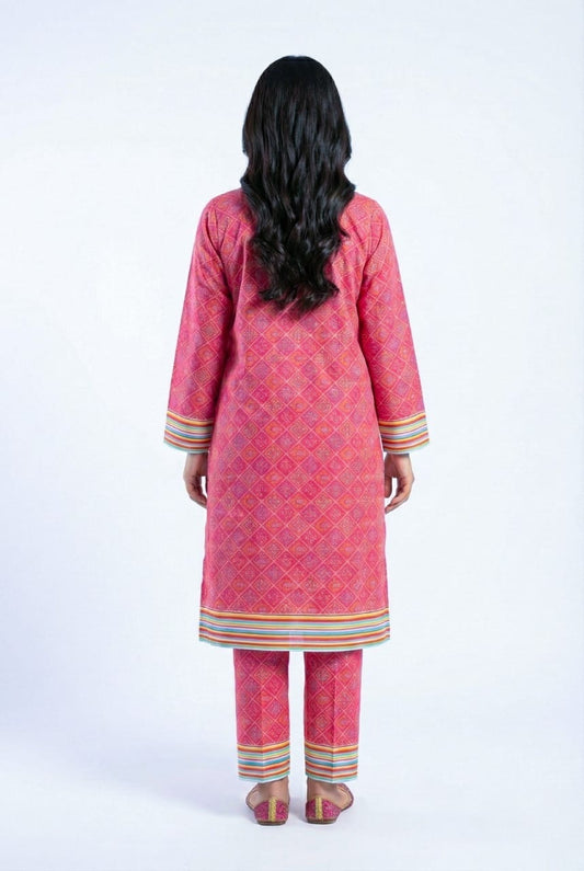 3PC Unstitched Embroidered Lawn — Maroon